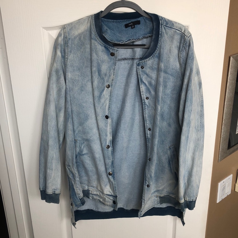 Oversized bomber jean jacket